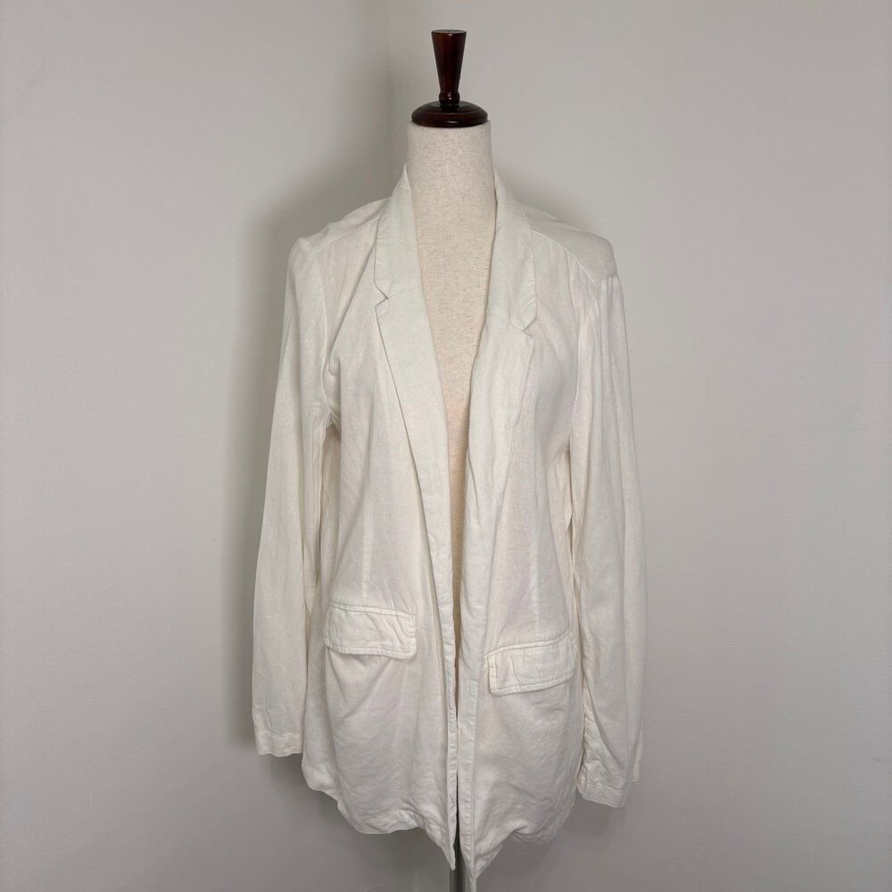 Old Navy White Linen Blend Blazer Sz L